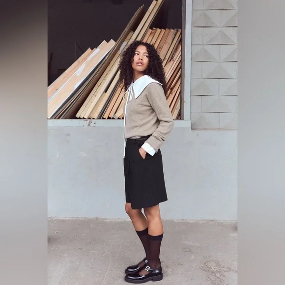 ZADA BELTED PLEATED SHORTS - Picture 4 of 9